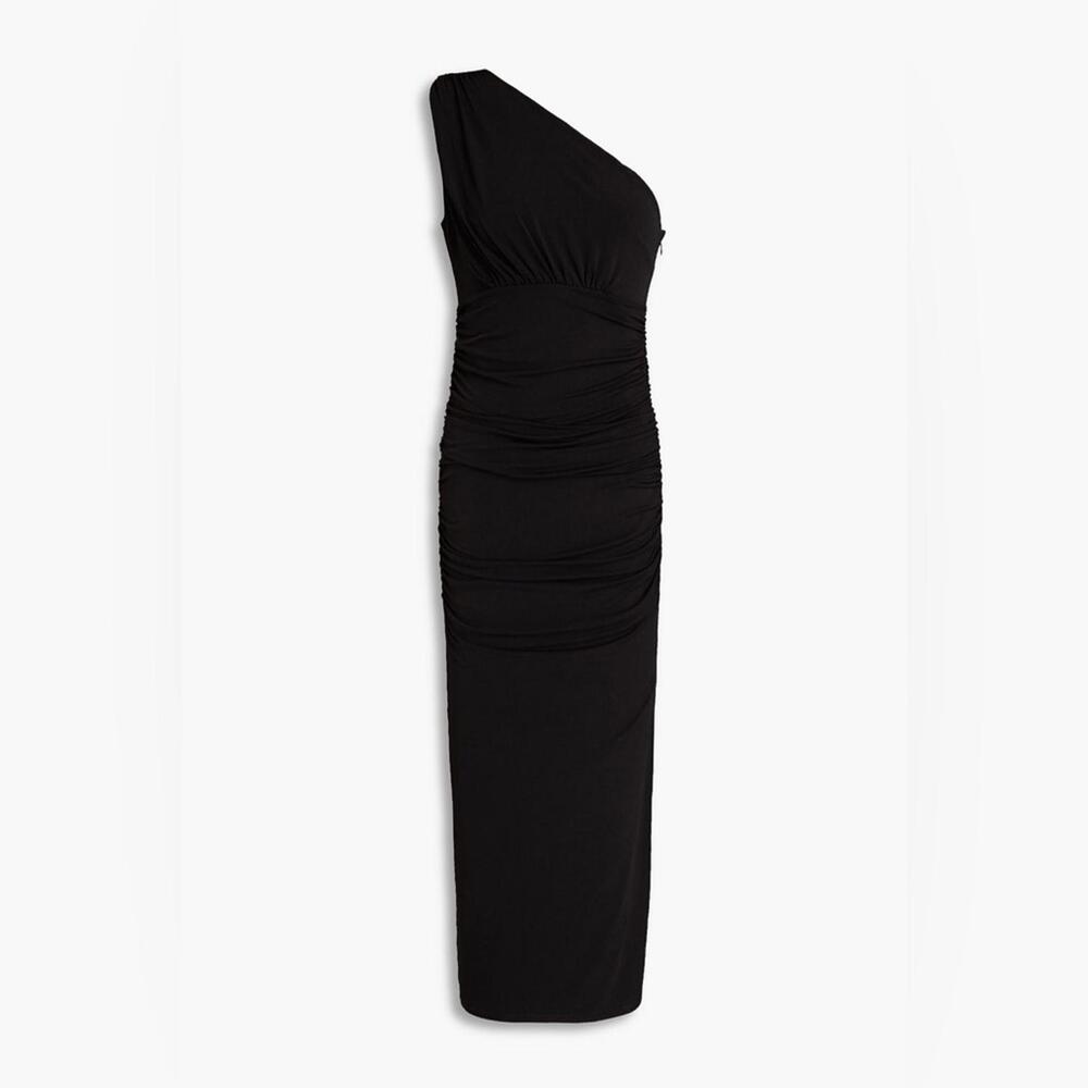 NWT HERVÉ LÉGER | SZ L | One-shoulder Ruched Stretch-jersey Midi Dress $590 - Picture 3 of 9